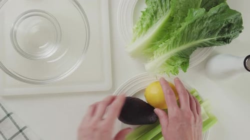 Fresh Salad Ingredients Laid Out on Table
