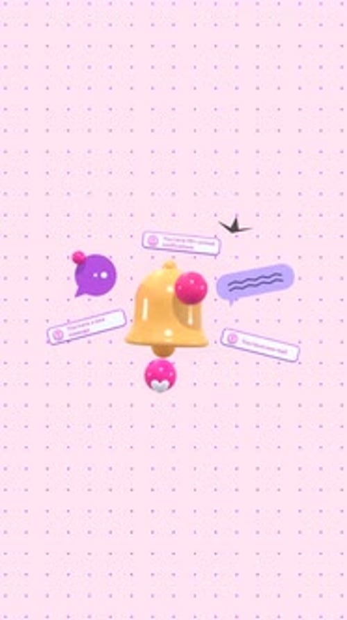 3D Social Media Notification Bell Animation with Message Icons