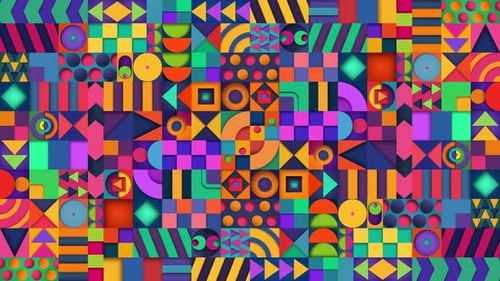 Vibrant Geometric Abstract Shapes Looping Background