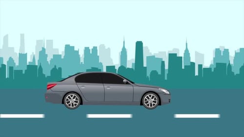 Cartoon Sedan Car Driving Loop 4K