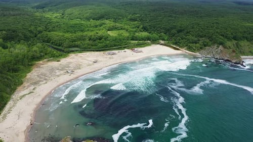 Aerial view to beautiful Silistar beach near to Sinemorec, Burgas, Bulgaria