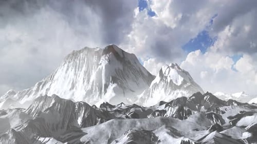 Massive rocky mountains at sunset with clouds, Timelapse