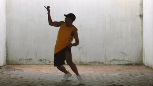 Black man, hip hop urban dancer and performance with energy, excited talent and freedom outdoors