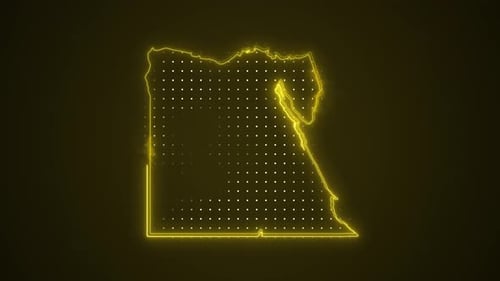 Neon Line Art Egypt Map Outline Animation