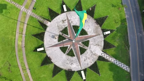 Aerial View of Star Monument in Park