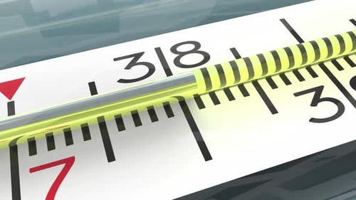 Temperature measurement using a glass thermometer with a mercury scale