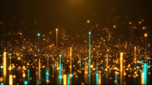Luxury Golden Light Rain Particle Background with Sparkling Bokeh