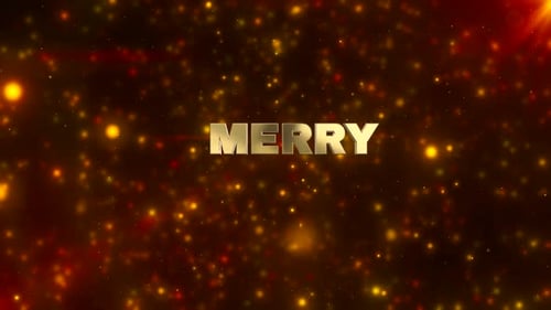 Golden Merry Christmas Text Reveal with Shimmering Particles