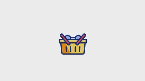Modern Shopping Basket Icon Animation with Item Drop