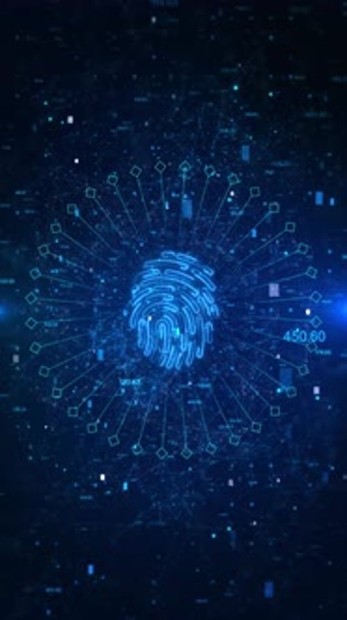 Digital Fingerprint Scan Authentication with Futuristic Data Interface