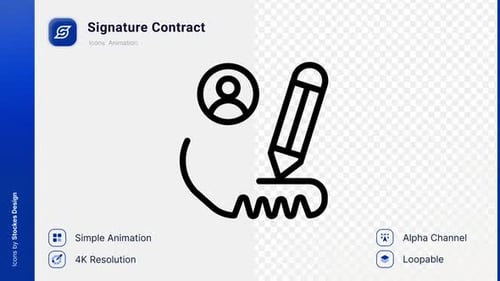 Animation Signature Contract Icon
