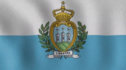 Waving San Marino Flag with Realistic Fabric Texture