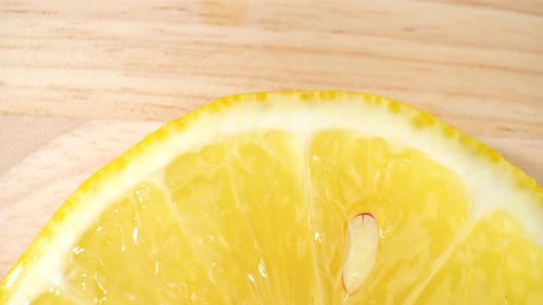 Extreme Close Up of a Sliced Lemon