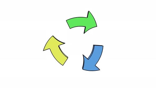 Color Arrow Cartoon Spin Turn Round on White Back Endless
