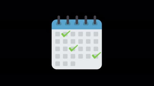 Animated Flat Design Calendar with Green Checkmarks