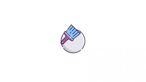 Flat Design Paint Brush Icon Animation