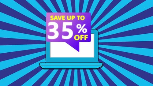 Flat Design Discount Offer Banner Animation on Laptop