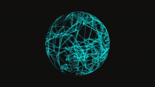 Plexus Planet Network Connection, Digital Globe Sphere Abstract Geometric Plexus Alpha Channel. 5329