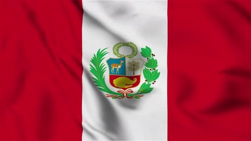 Peruvian Flag Waving Seamless Loop