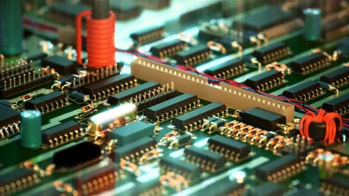 Mainboard-Nahaufnahme, Kamera bewegt sich