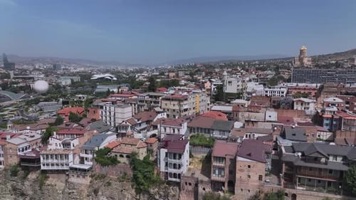 Flying Over The Center Of Tbilisi
