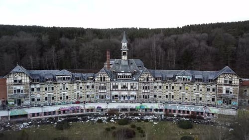 zoom out abandoned hospital in Belgium.