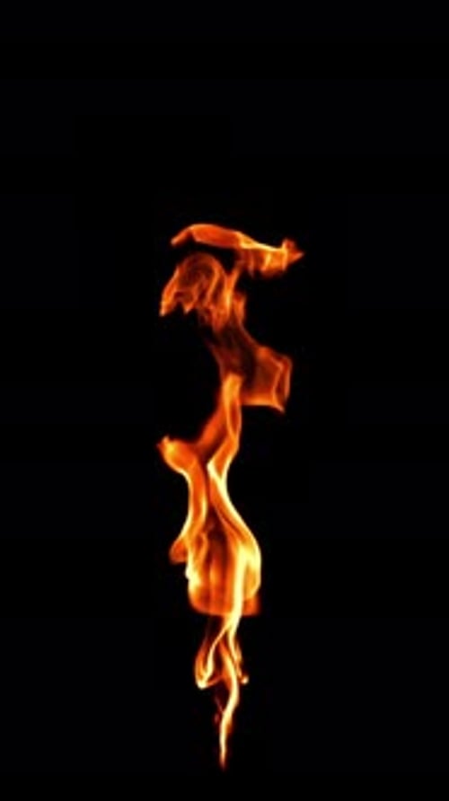 Helle Flammen auf schwarzem Hintergrund, gefilmt mit einer Hochgeschwindigkeitskamera mit 1000 Bildern pro Sekunde
