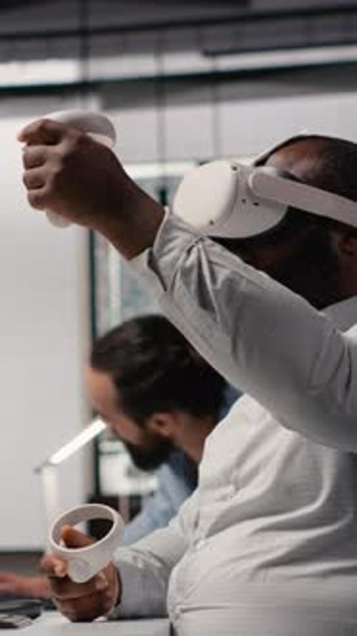 Vertical Video VR Glasses Cyberspace Game Developer Video Game in Space Dual Monitors