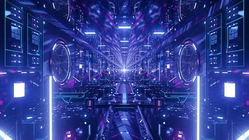 Space Detailed Mechanical Neon Tunnel Vj Loop