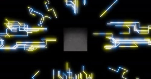 Colorful White Blue And Yellow Ai Processor Chip Animation