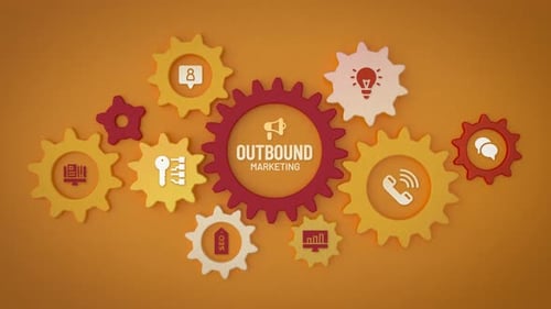 Outbound Marketing cogwheel loopable animation with icons