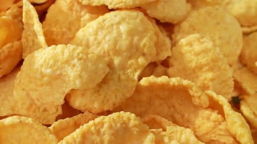Close-Up of Golden Corn Flake Breakfast Cereal