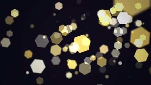 Golden and White Hexagons Floating Abstract Loop Background