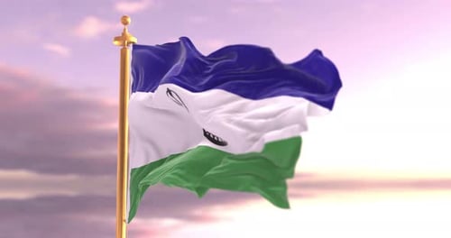 Lesotho Flag Waving In The Wind – 4K Cinematic Animation