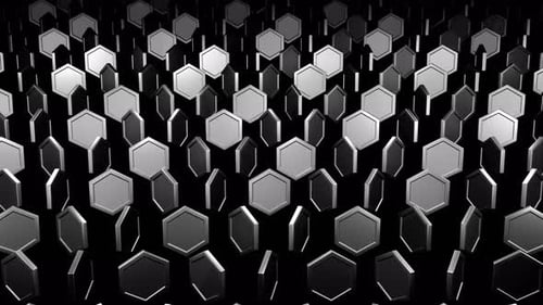 Boucle Vj de rotation d'hexagones abstraits argentés en 4K