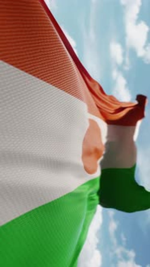 Wavy Flag of Niger Blowing in the Wind in Slow Motion Waving Official Niger Flag Team Symbol