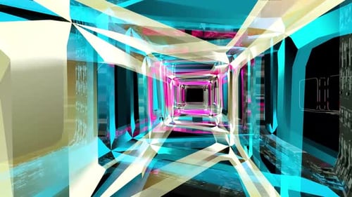 Abstract Vibrant Tunnel Digital Rendering