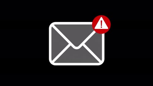 Animated Email Icon with Warning Notification in Flat Design