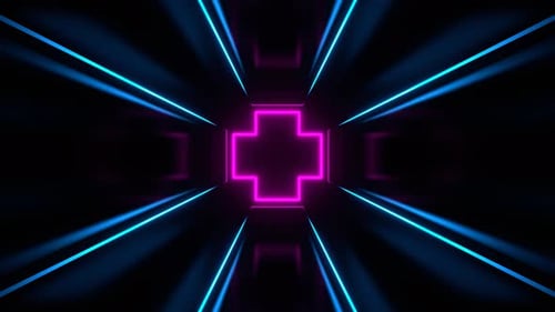 Cyan And Pink Abstract Room With Neon Light Background Vj Loop In 4K