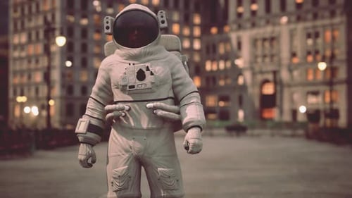 Lonely Astronaut in Deserted City