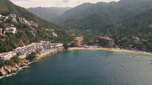 Mismaloya Beach resort town near Puerto vallarta aerial of riviera Nayarit Mexican tourism
