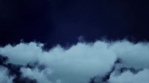 Animated Clouds Reveal Starry Night Sky Background