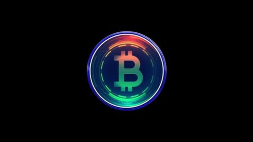 Ícone Bitcoin 3D Loop Alpha Blue V3