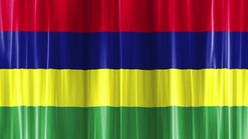 Seamless Looping Waving Flag with Red Blue Yellow Green Stripes