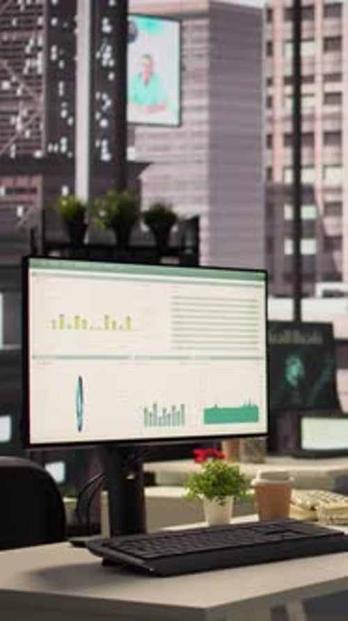 Vertical Video Empty Corporate Workspace Equipped with Advanced Tools to Serve an Enterprise