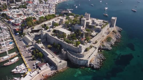 Awesome aerial view of Bodrum Castle in Turkey