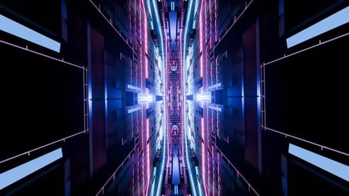 Cyberpunk Futuristic Abstract background In Neon Lights VJ Loop