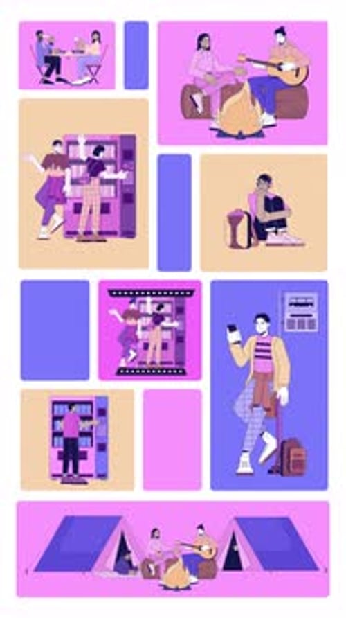 Animated Flat Design Everyday Life Illustrations