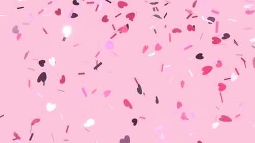 Falling Hearts and Confetti Particles Loop Animation