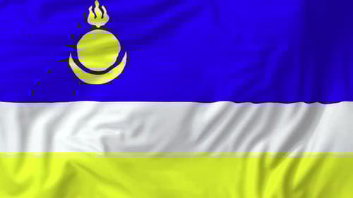 Buryatia Republic Flag Waving in Wind Animation